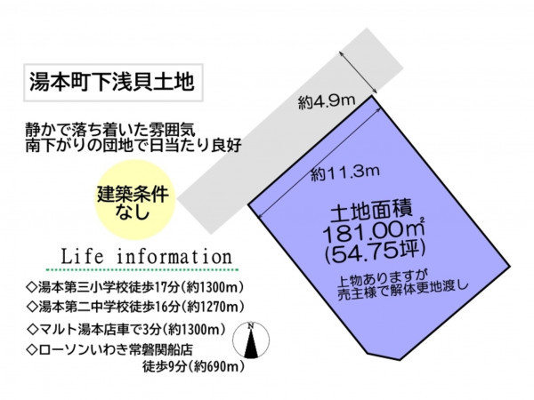 いわき市常磐湯本町、土地の間取り画像です