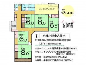 いわき市平、中古一戸建ての間取り画像です