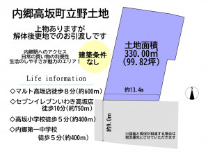いわき市内郷高坂町、土地の間取り画像です