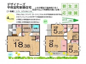 いわき市平祢宜町、新築一戸建ての間取り画像です