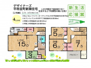 いわき市平祢宜町、新築一戸建ての間取り画像です