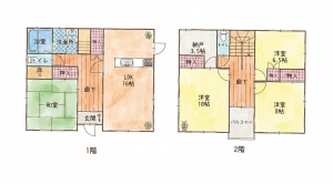 いわき市内郷高坂町、中古一戸建ての間取り画像です