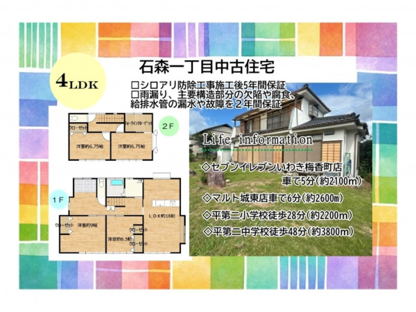 いわき市石森、中古一戸建ての間取り画像です