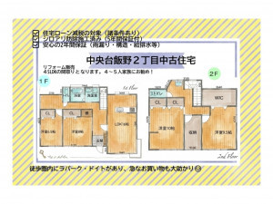 いわき市中央台飯野、中古一戸建ての間取り画像です