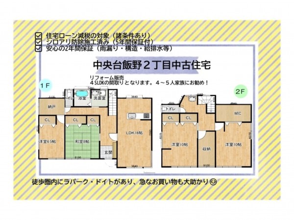 いわき市中央台飯野、中古一戸建ての間取り画像です