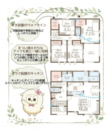 いわき市平塩、新築一戸建ての間取り画像です