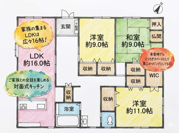 いわき市常磐下湯長谷町、中古一戸建ての間取り画像です