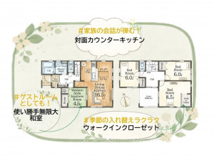 いわき市好間町上好間、新築一戸建ての間取り画像です