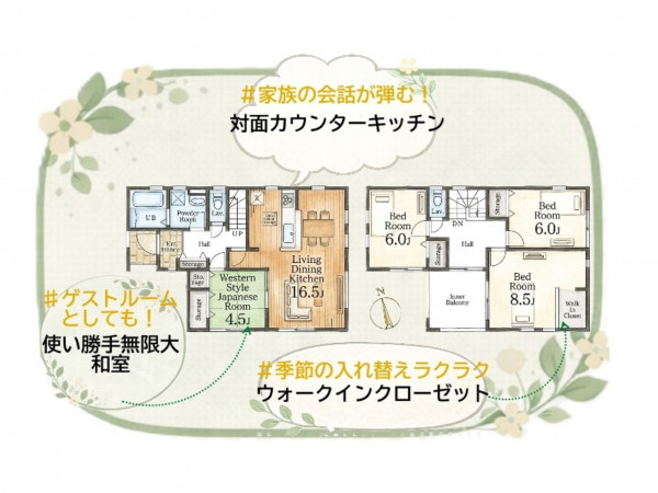 いわき市好間町上好間、新築一戸建ての間取り画像です