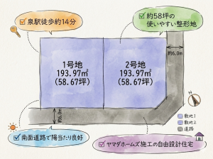 いわき市泉町、土地の間取り画像です
