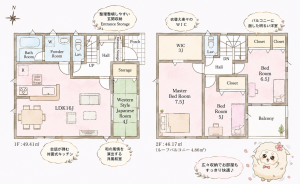 いわき市好間町上好間、新築一戸建ての間取り画像です