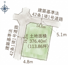 いわき市内郷高坂町、土地の間取り画像です
