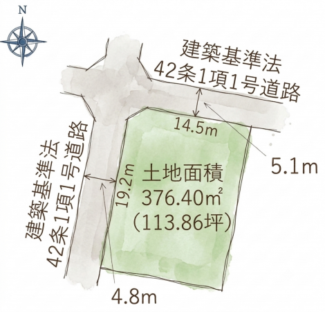 いわき市内郷高坂町、土地の間取り画像です