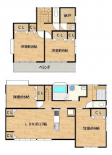 いわき市常磐下船尾町、中古一戸建ての間取り画像です
