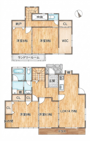 いわき市鹿島町久保、中古一戸建ての間取り画像です