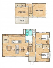 いわき市平下荒川、中古一戸建ての間取り画像です
