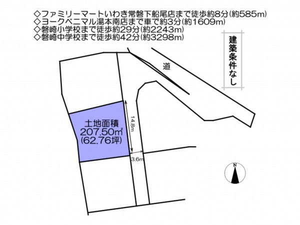 いわき市常磐下船尾町、土地の間取り画像です