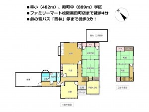 松阪市大黒田町、中古一戸建ての間取り画像です