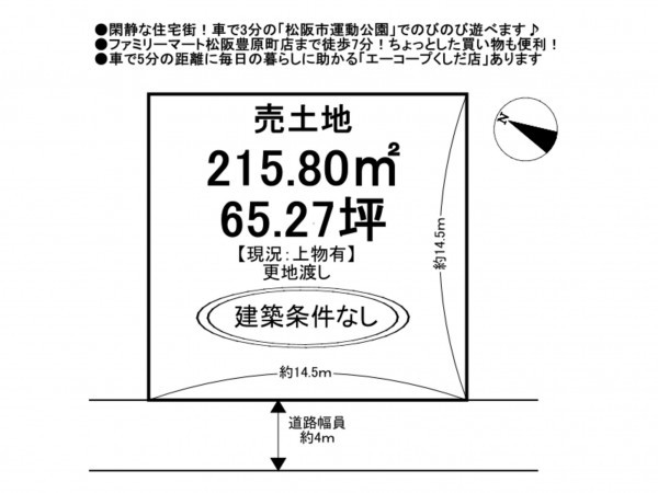 松阪市上川町、土地の間取り画像です
