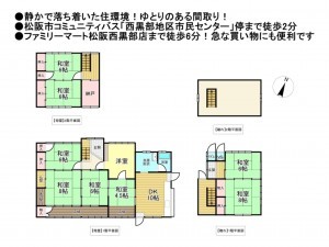 松阪市西黒部町、中古一戸建ての間取り画像です