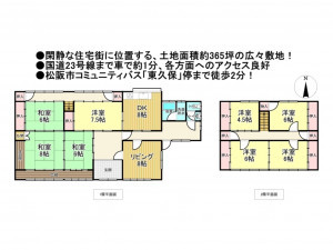 松阪市東久保町、中古一戸建ての間取り画像です