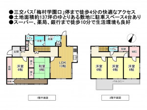 松阪市久保町、中古一戸建ての間取り画像です