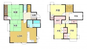 熊本市東区長嶺南、中古一戸建ての間取り画像です