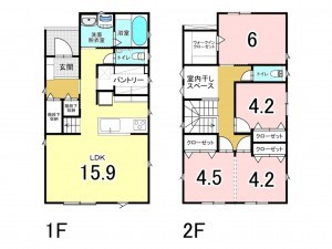 熊本市東区西原、新築一戸建ての間取り画像です