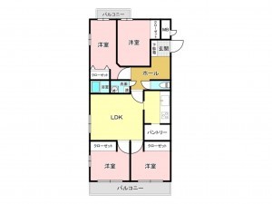 熊本市東区月出、マンションの間取り画像です