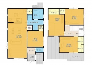 熊本市東区三郎、中古一戸建ての間取り画像です