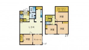 熊本市東区長嶺東、中古一戸建ての間取り画像です