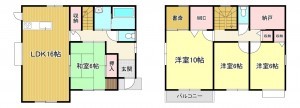 上益城郡益城町大字古閑、中古一戸建ての間取り画像です