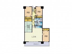 熊本市東区長嶺東、マンションの間取り画像です