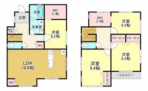 熊本市東区渡鹿、中古一戸建ての間取り画像です