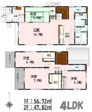 上益城郡嘉島町大字鯰、新築一戸建ての間取り画像です