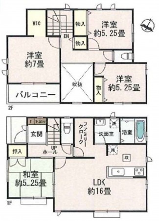 熊本市東区渡鹿、新築一戸建ての間取り画像です