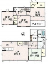 熊本市東区渡鹿、新築一戸建ての間取り画像です