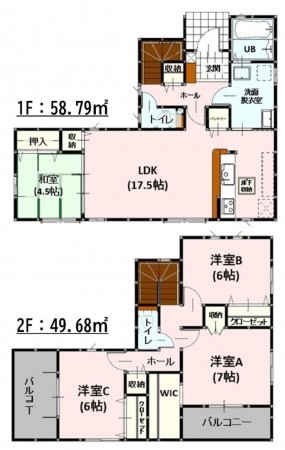 上益城郡益城町大字広崎、新築一戸建ての間取り画像です