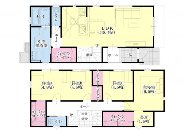 熊本市東区健軍、新築一戸建ての間取り画像です