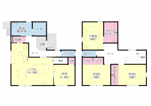 上益城郡益城町大字広崎、新築一戸建ての間取り画像です