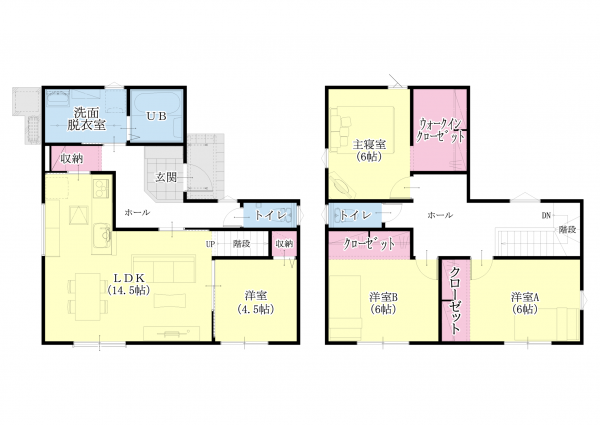 上益城郡益城町大字広崎、新築一戸建ての間取り画像です