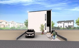 熊本市南区八幡、新築一戸建ての完成予想図（外観）画像です