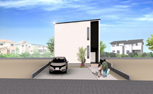 熊本市南区八幡、新築一戸建ての完成予想図（外観）画像です