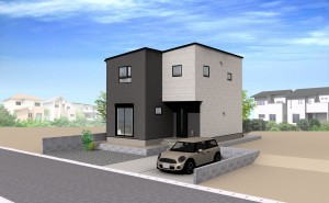熊本市南区八幡、新築一戸建ての完成予想図（外観）画像です