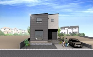 熊本市南区八幡、新築一戸建ての完成予想図（外観）画像です