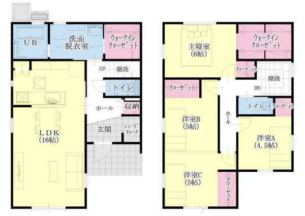 熊本市南区八幡、新築一戸建ての間取り画像です
