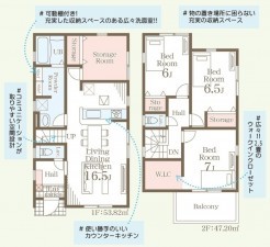熊本市東区御領、新築一戸建ての間取り画像です