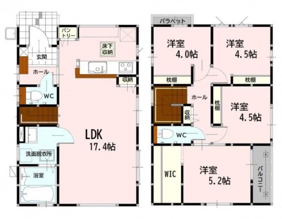 熊本市東区南町、新築一戸建ての間取り画像です