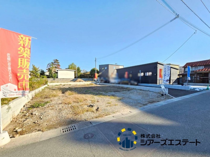 八女市本村、新築一戸建ての前面道路を含む現地写真画像です