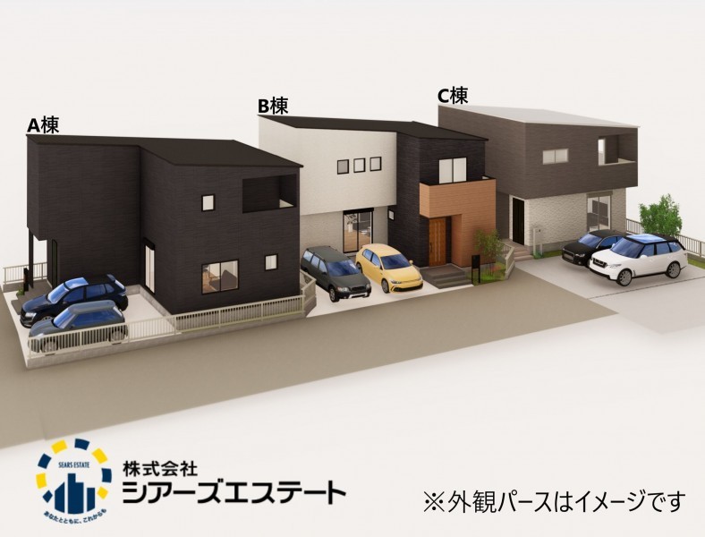 筑紫野市上古賀、新築一戸建ての完成予想図（外観）画像です